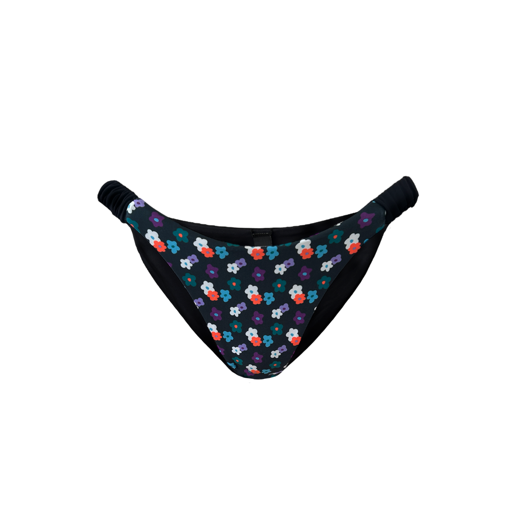 Fenntessa-Peacock Bikini Bottom-Swimwear-Black/Floral Reversible-XSmall-Much and Little Boutique-Vancouver-Canada